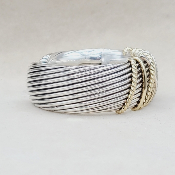David Yurman Helena Cuff Bracelet With 18k Gold And Pave Diamonds - Picture 8 of 15
